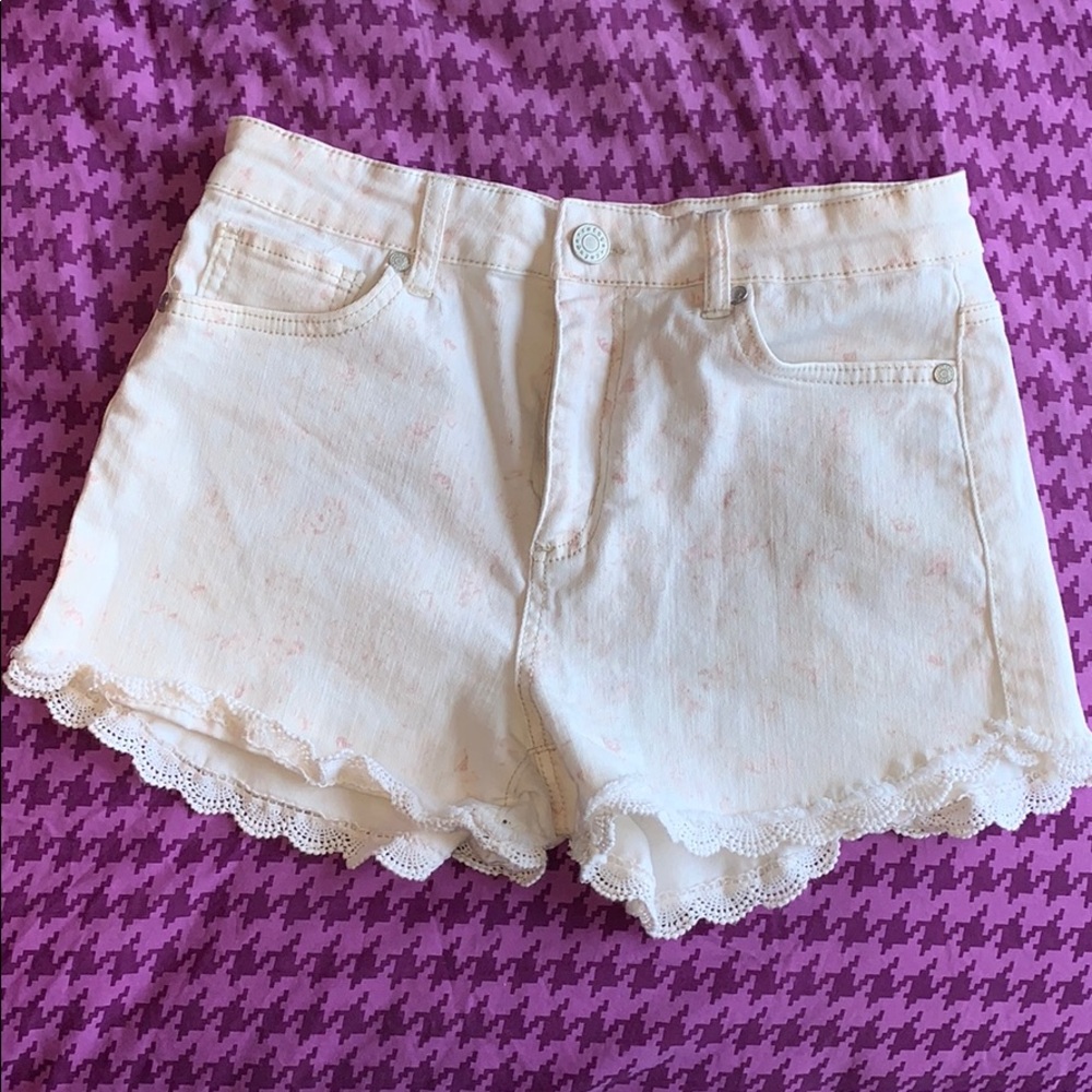 White flowered shorts